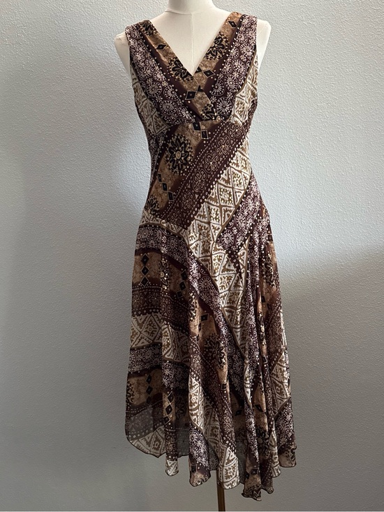 Rabbit Rabbit Rabbit Dresses & Skirts - Rabbit Rabbit Rabbit Designs Brown Boho Handkerchief Hem Midi Dress Size 4